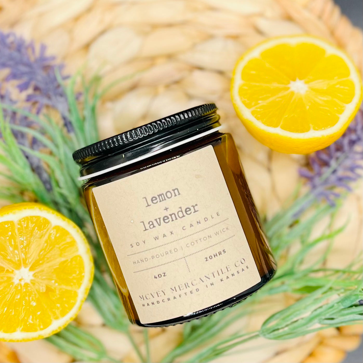 Lemon + Lavender Soy Wax Candle